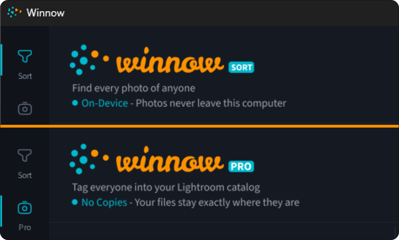 The Sort and Pro modes side by side