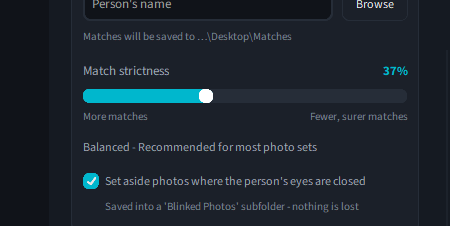 The strictness slider with its plain-language hint